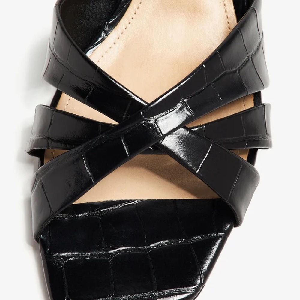 SCHUTZ Black Croc-Embossed Keefa Leather Mules New/ Box & Dustbag Size 8 60mm - Picture 3 of 11